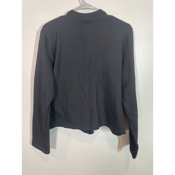 Zara Black Long Sleeve Knot Front Top Women's Size L Crew Neck Minimalist - Picture 4 of 7